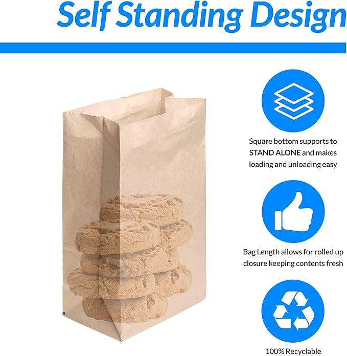 Disposable Kraft Paper Bag for Bread Toast Storage Oil-Resistant Takeout Food Packaging with Square Bottom Logo Custom Bread Bag