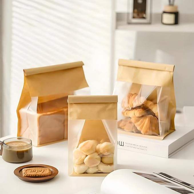 Bread Bags With Tin Knot With Window Bakery Bags Homemade Bread for Sandwich Cookie Custom Bread Bags