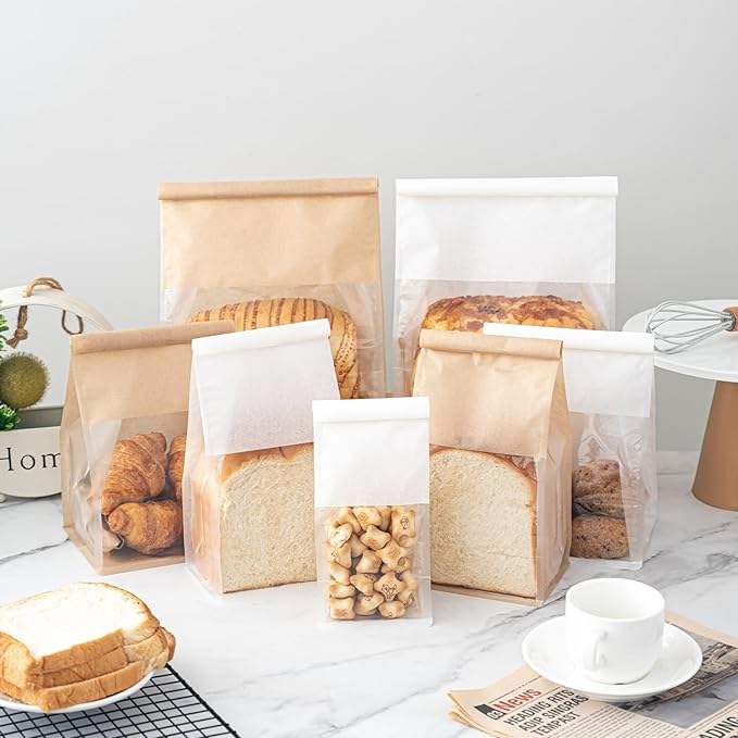 Bread Bags With Tin Knot With Window Bakery Bags Homemade Bread for Sandwich Cookie Custom Bread Bags