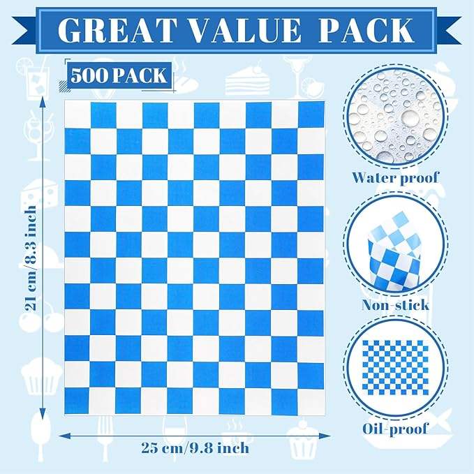 Paper Food Tray, Disposable Brown 2 Pound Food Boat and Lattice Wax Paper Deli Lining Paper Oktoberfest Carnival