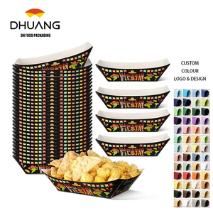 Paper Food Trays 2 lb Nachos Disposable Trays Mexican Theme Decorated Popcorn Tacos (Classic)