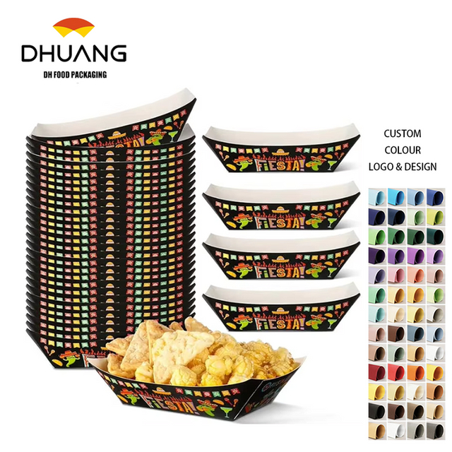 Paper Food Trays 2 lb Nachos Disposable Trays Mexican Theme Decorated Popcorn Tacos (Classic)