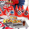 4-pound Racing Party Large Paper Food Trays, Disposable Black and White Checked Paper 4-corner Pop-up Trays