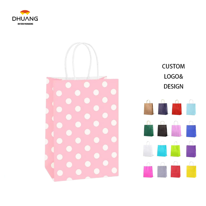 Small Paper Gift Bag Recyclable Kraft Paper with Handles Shopping Party Custom Shopping Bag