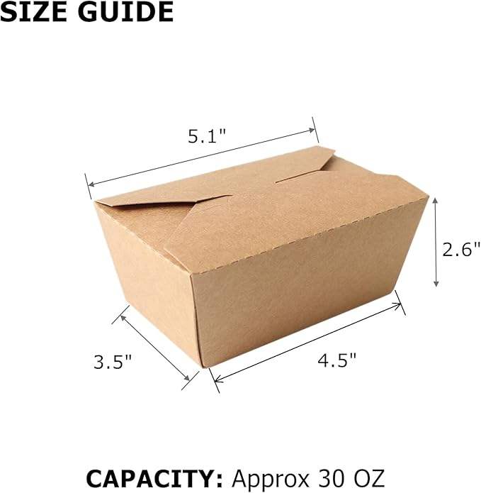 Paper Takeout Food Containers 30 Oz., Suitable for Microwave Takeout Lunch Boxes, Party, Restaurant Stackable Food Boxes