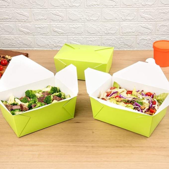 Box - Label Lock Closed Heat Resistant Green Disposable Lunch Box Oil Resistant to Hot and Cold Foods Food Box