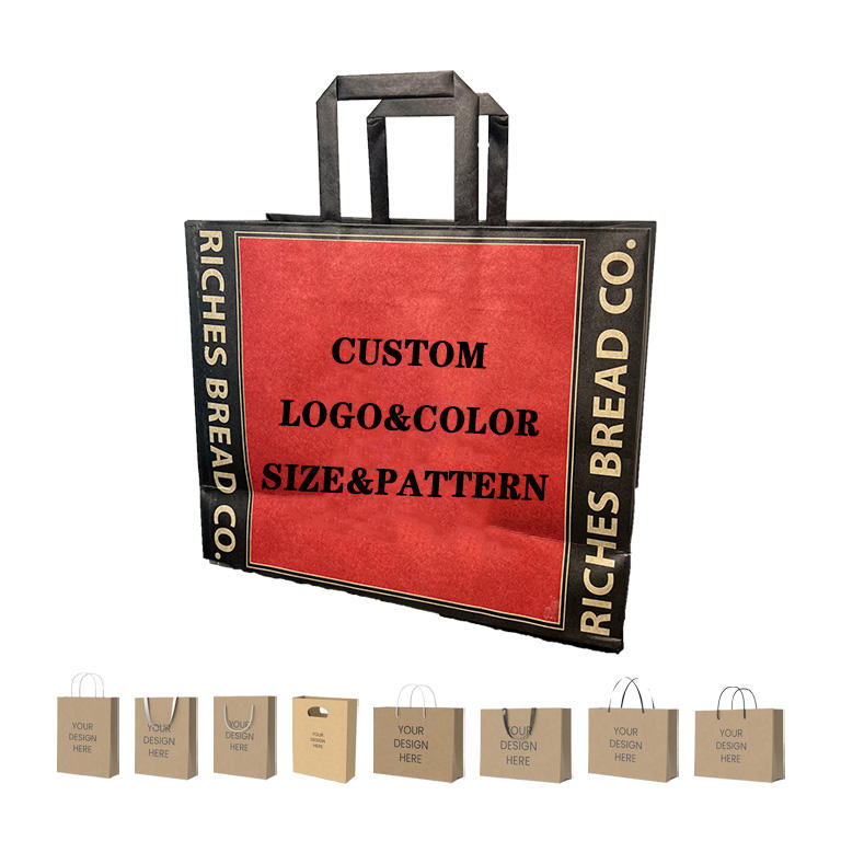 With Rope Handle Custom LOGO Gift Packaging Recyclable Kraft Paper Brown Paper Bag Flat Handle Kraft Paper Shopping Bag