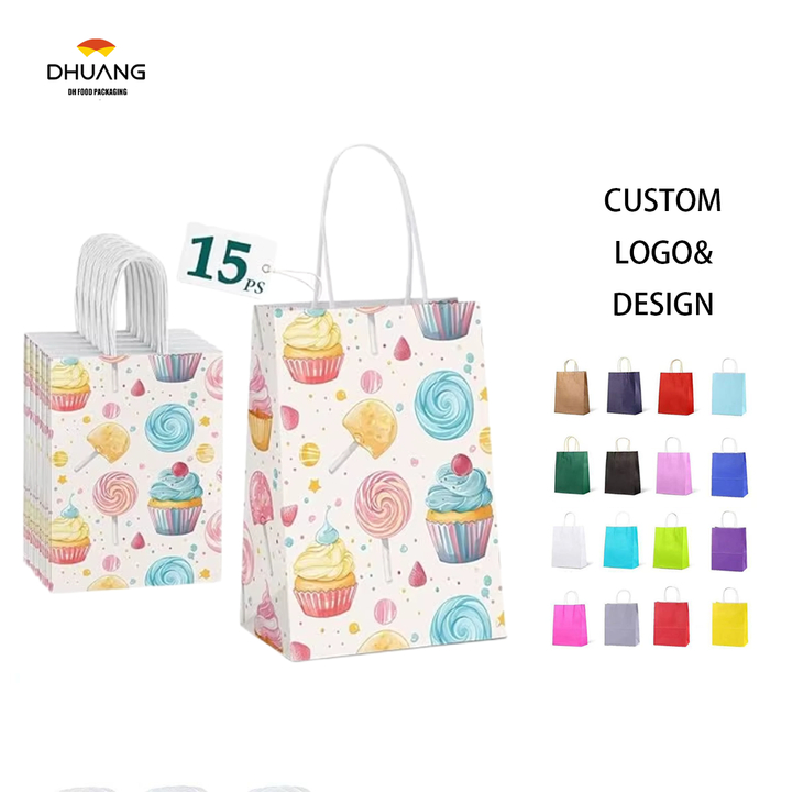 Gift Bag Paper Bag with Handle Party Birthday Wedding Small Paper Shopping Bag (Candy Cakes)