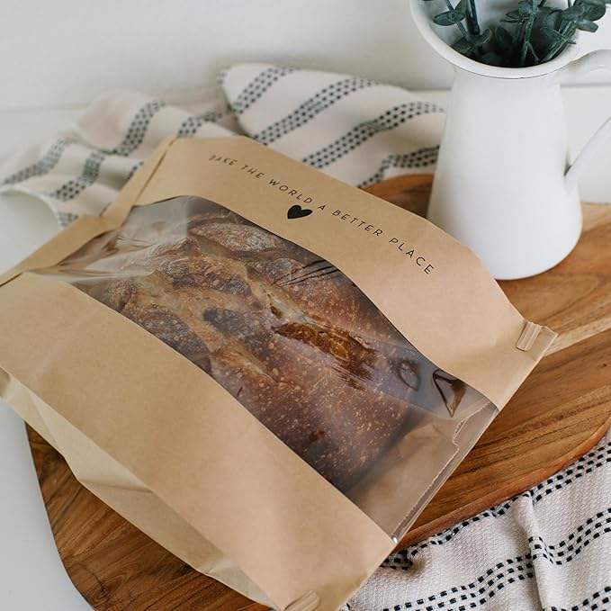 Customized Pattern LOGO with Window Bread Bag with Label Bread Baking Food Packaging Bag Custom Bread Bags