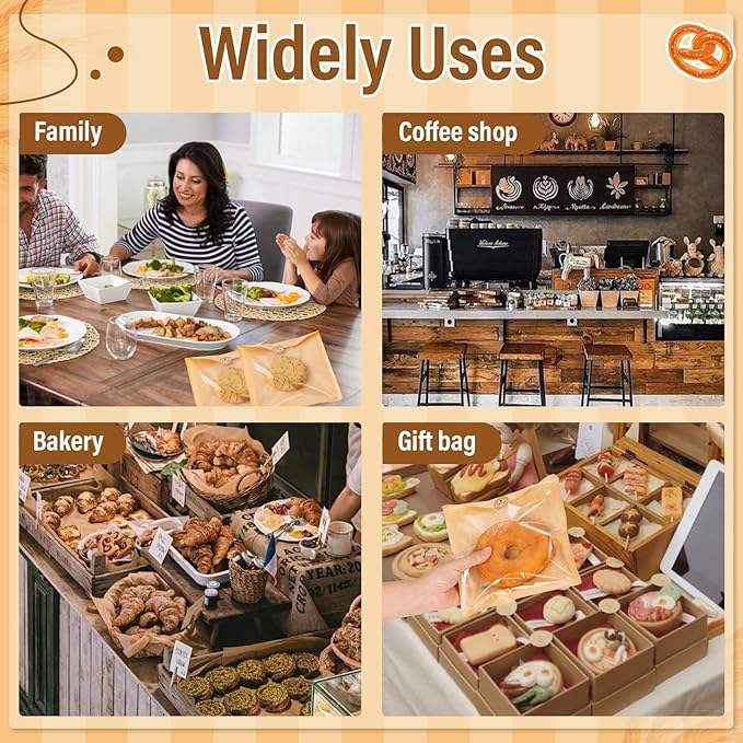 Food Grade Unbleached Biodegradable Natural Kraft Paper Bread Bag Paper for Baking Cookies and Snacks Custom Bread Bags