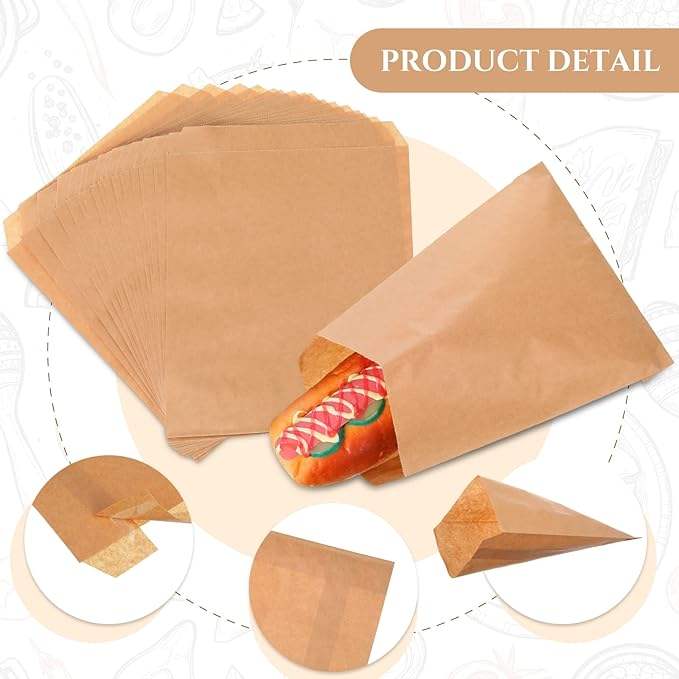 Oil-proof Food Packaging Paper Bag Made of Kraft Paper Suitable for Baking Food Grade Oil-proof Paper Bag