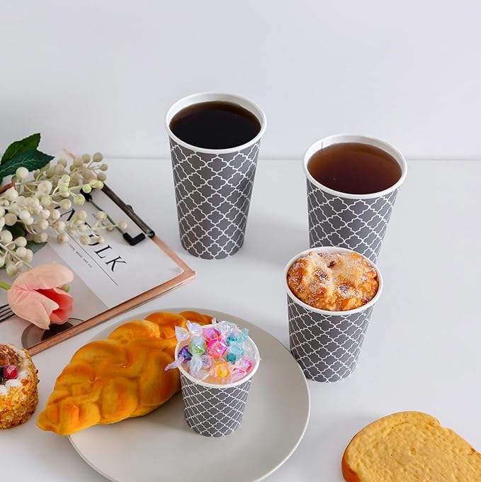 16oz Single Wall Disposable Coffee Cups 180 Packs Custom Logo Insulated Paper Cups for Hot and Cold Drinks Coffee Cup