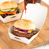 Mini Burger Box Disposable White Paper Takeout Box with Hinged Lid, Perfect for Appetizers or Desserts Burger Box