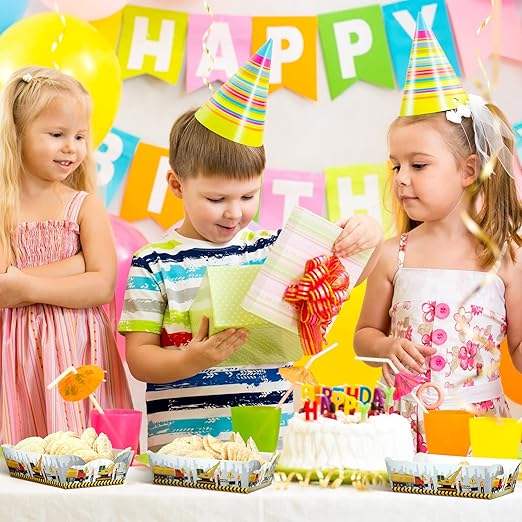 Packs Disposable Construction Decoration Birthday Party Paper Food Service Tray Licensed Food Paper Boat (Construction)
