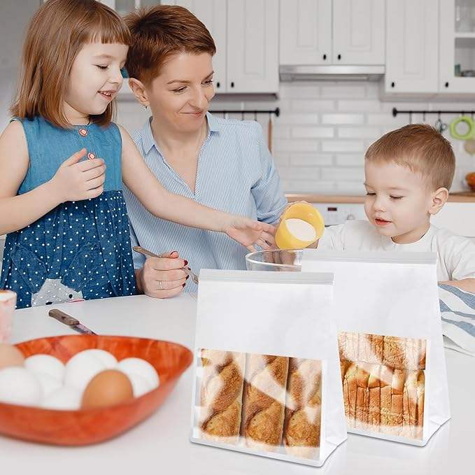 Toaster Food Storage Paper Bag with Window Iron Zipper Lock for Household Kitchen Use Custom Bread Bags
