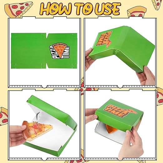 Mini Green Square Cardboard Ninja Decorated Birthday Celebration Party Supply Custom Pizza Boxs