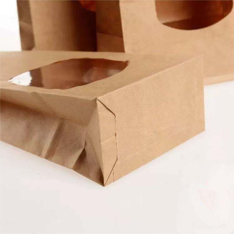 Food-Grade Sealed Kraft Paper Bag with Clear Window for Toast and Baked Goods Custom Bread Bags