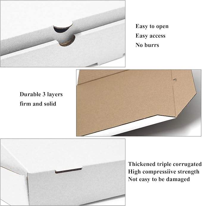 White Kraft Paper Corrugated Pizza Box for Small Pizzas Cookies Cakes Custom Pizza Boxs