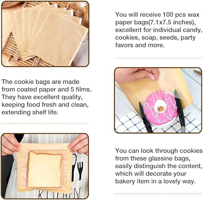 with Window Paper Sandwich Bag Doughnut Bag for Snack Cookie Packaging Custom Bread Bags