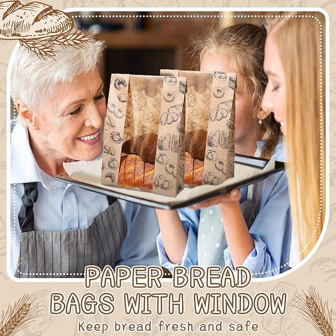 With Window Label Sealing Sticker Customized Brown Bread Bag Suitable for Food Storage CUSTOM Bread Bags