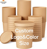 Paper Soup Container with Lid Disposable Kraft Paper Food Cup Ice Cream Cup Paper Food Storage with Lid
