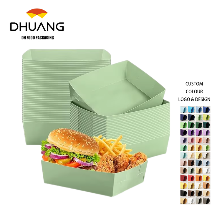 Disposable Paper Food Tray 5 lb Large Food Boat Nachos Thanksgiving Christmas Party Supplies (Sage Green)