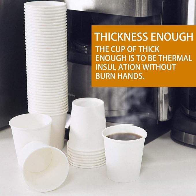 Disposable Paper Coffee Cups, Hot/Cold Beverage Drinking Cup for Coffee, Tea, Juice