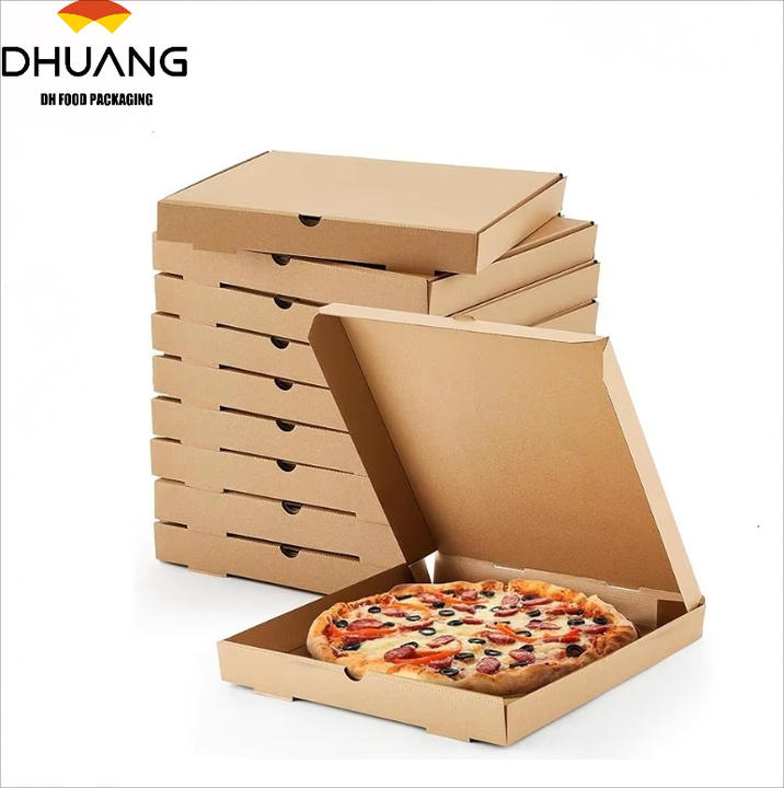 Corrugated Greaseproof Kraft Takeout Containers Packing Boxes for Homemade Pizzas Food and Crafts Custom Pizza Box