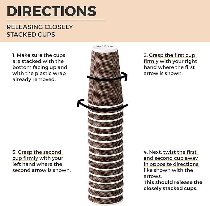 16 oz Disposable Coffee Cup Insulated Corrugated Double-walled Paper Cup with Lid Brown Geometry Hot Drink Coffee Cup