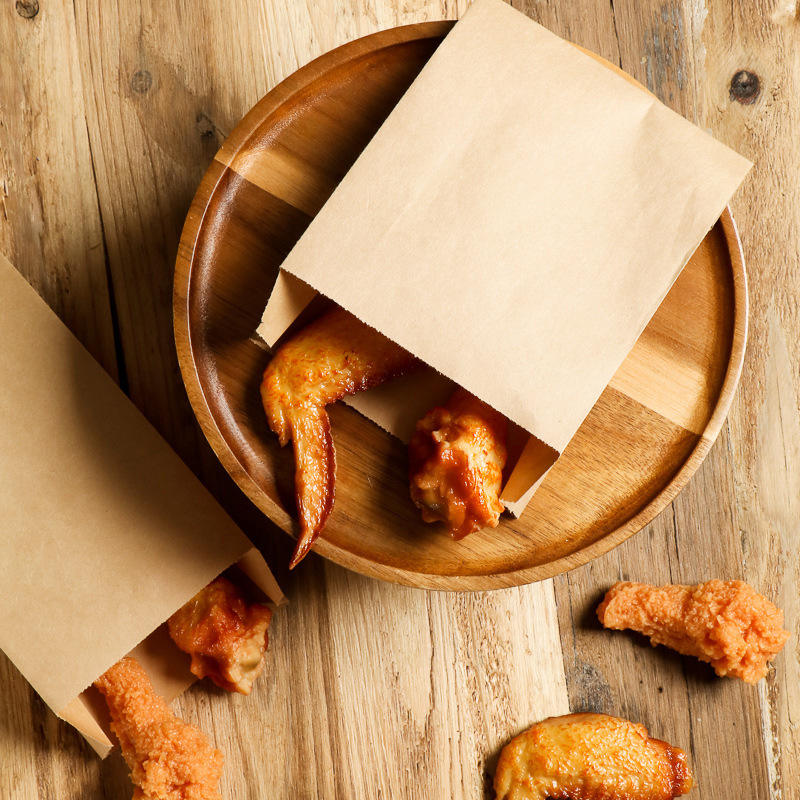 Thickened Disposable Organ Bag Takeaway Oil-Proof Kraft Paper Thermal Insulation Roll String Tin Aluminum Foil Snack Paper Bag