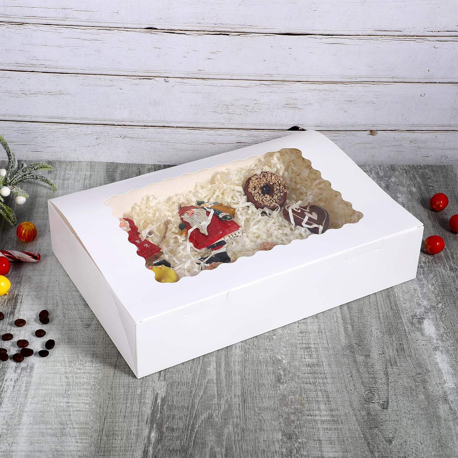 Cookie Box with Window for Paper Gifts Brown Bakery Cupcake Box