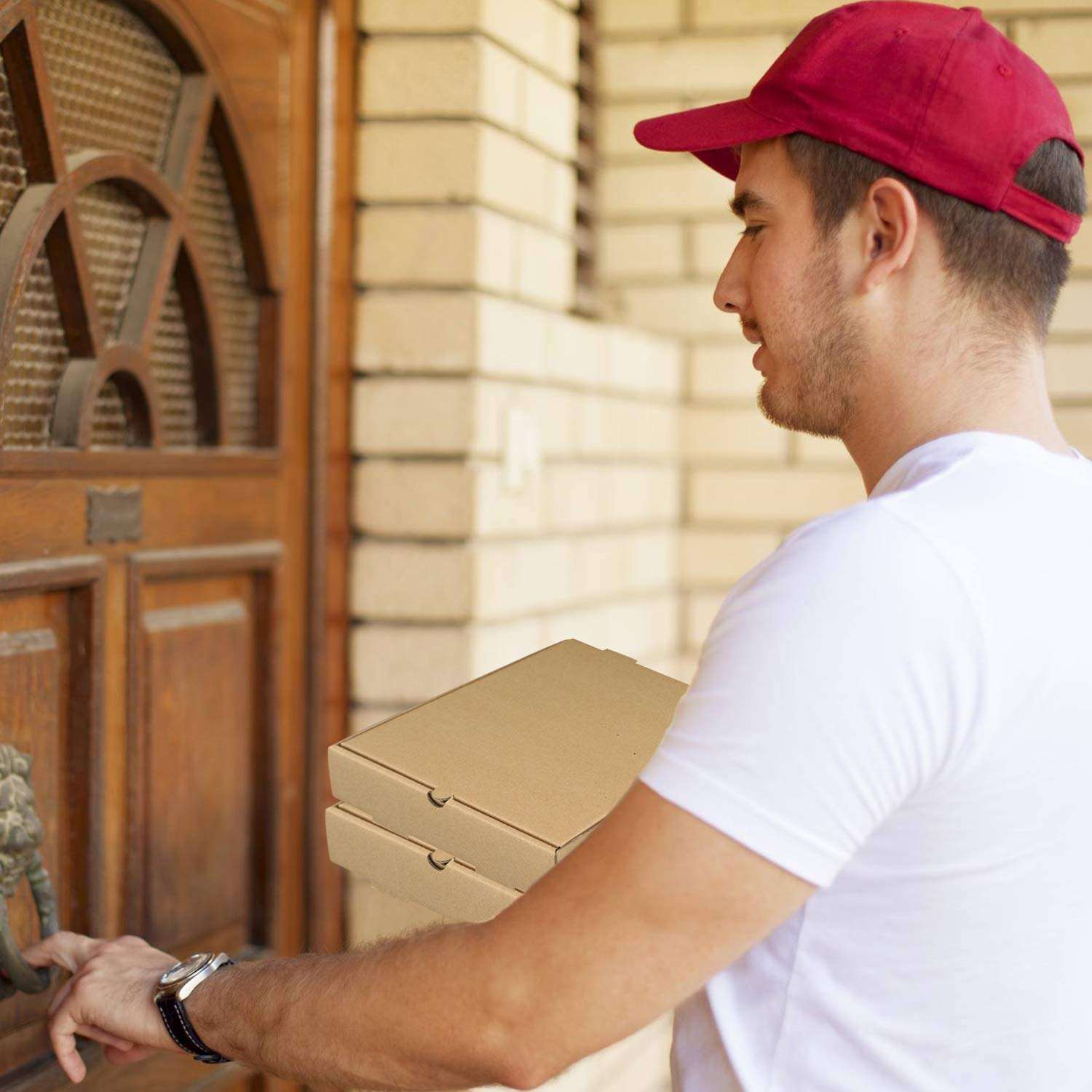 Kraft Corrugated Takeout Cardboard Box Takeout Food Container Pizza Cake Cookies Food Packaging Custom Pizza Box