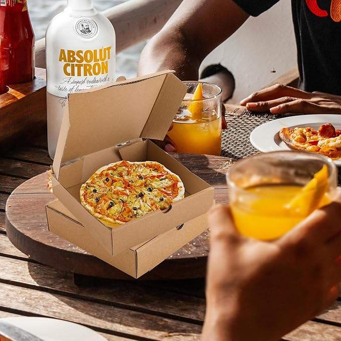 Kraft Paper Pizza Box Bulk Disposable Corrugated Cardboard Takeaway Box Cake Biscuit Food Custom Pizza Box