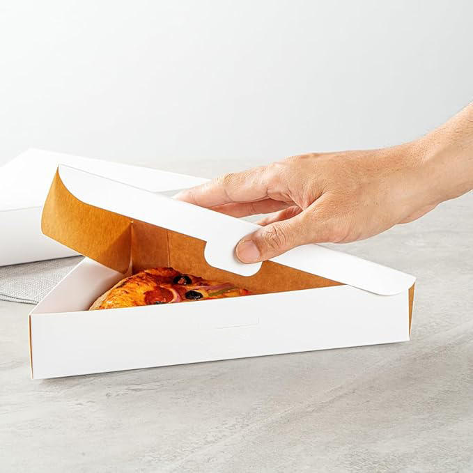 Clamshell Pizza Slice Container - Oil Proof Label Locks White Paper Separate Pizza Boxes for Restaurants Custom Pizza Boxs