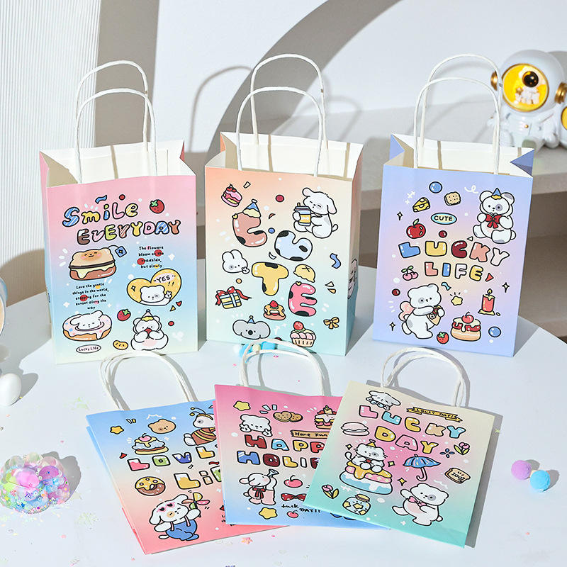 Custom Logo Small Paper Shopping Bag with Handle Durable Gift Bag for Party Birthday or Wedding Featuring Ribbon Accessory