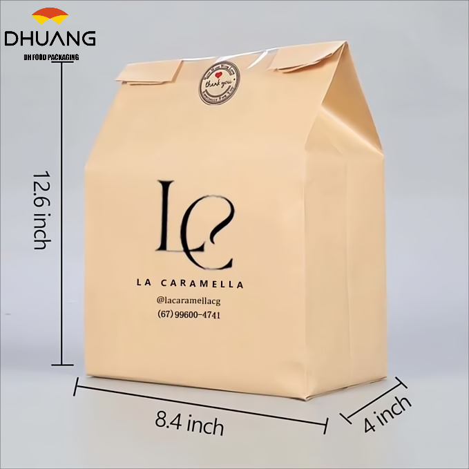 with Window Brown Paper Bread Bag for Bread Packaging Storage Label Seal for Sandsich Candy Custom Bread Bags