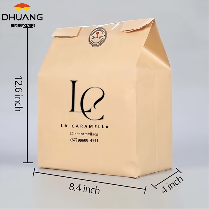 with Window Brown Paper Bread Bag for Bread Packaging Storage Label Seal for Sandsich Candy Custom Bread Bags