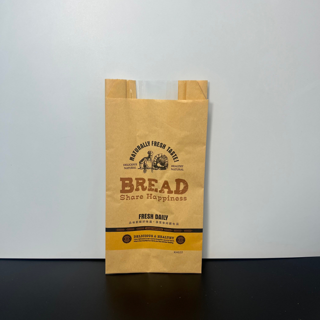 Bring Your Own logo Custom Bread Kraft Paper Bag with clear Window Toast Paper Bag Oil-proof Paper Bag