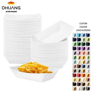Food Trays Bulk Disposable Paper White Snacks Fast Food Carnival Holiday Party Gift Supplies Decoration (2LB)