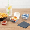 Mini Burger Box Food Container with Hinged Lid - Blue and White Striped Paper Takeout Burger Box