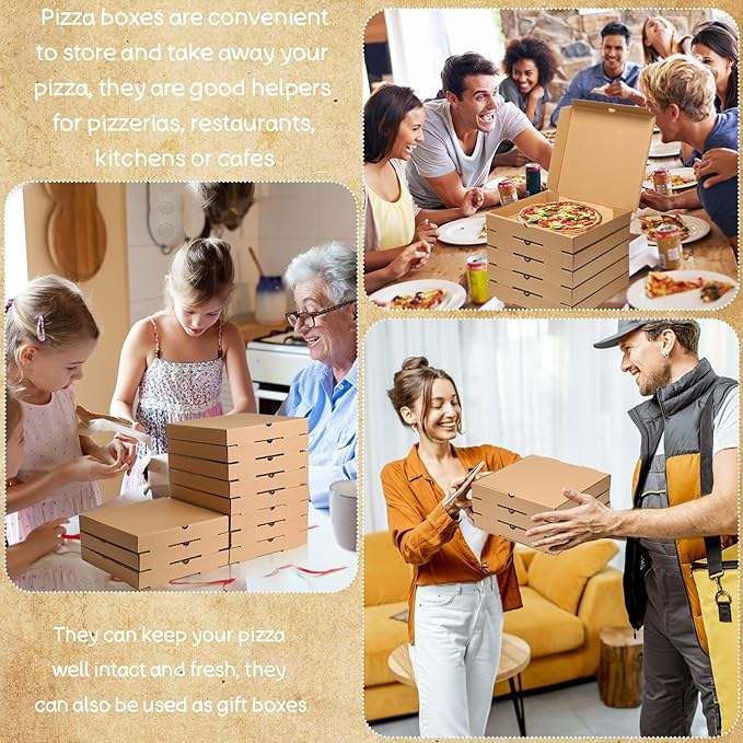 Bulk Corrugated Brown Pizza Box Specialty Art Takeout Container Embossing Box Packaging for Pizzas Pastries Custom Pizza Boxs