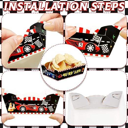 Packs Racing Party Supplies Grid Paper Food Tray Car Tray Paper Licensed Food, Carnival food trays