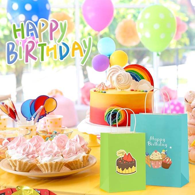 Kraft Paper Gift Bags with Handle in rainbow Colors for Weddings Birthdays Gifts Shopping and Party Supplies Shopping Bag