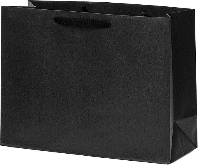 Custom Large Shopping Tote Gift Bags Handles Black Kraft for Small Business Boutiques Custom Retail Merchandise Bulk Recycled