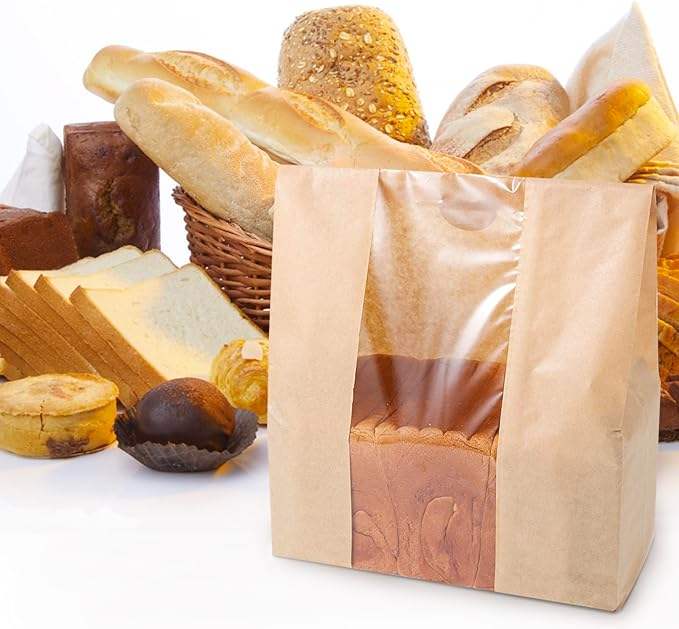Custom Large Bread Bags Window for Homemade Bread Pizza Milk Storage Kitchen-for Craft Gifts Custom Bread Bags