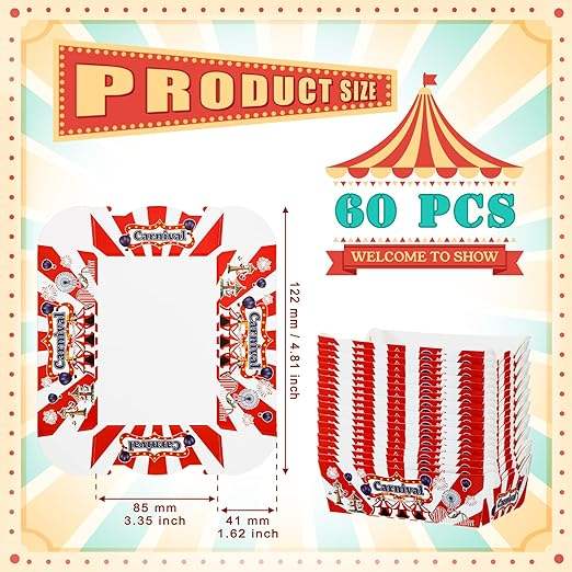 Pieces of Disposable Paper Food Tray for Carnival Party Decorations for Food Stalls, Condiments