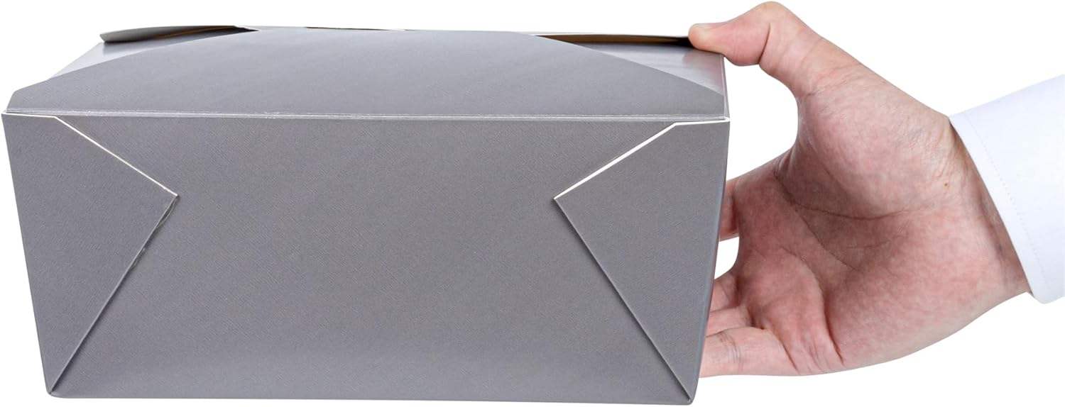 Lunch Box - Label Lock Closed Heat Resistant Grey Paper Disposable Lunch Box Oil Resistant to Hot and Cold Foods Food Box