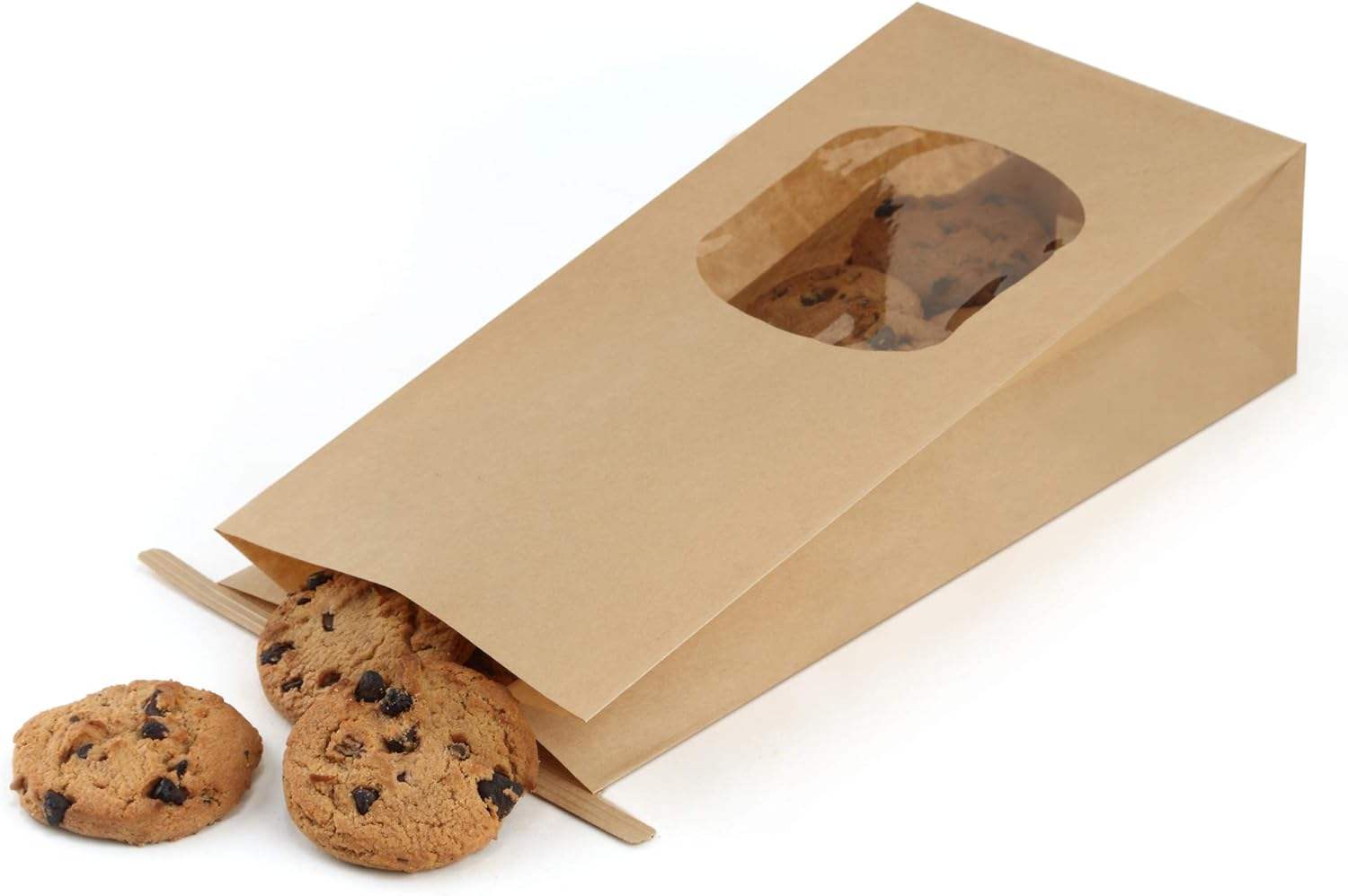 Brown Paper Bag with Window and Plastic Tie-lock Suitable for Bakery Biscuits Coffee Beans Party Gifts Custom Bread Bags