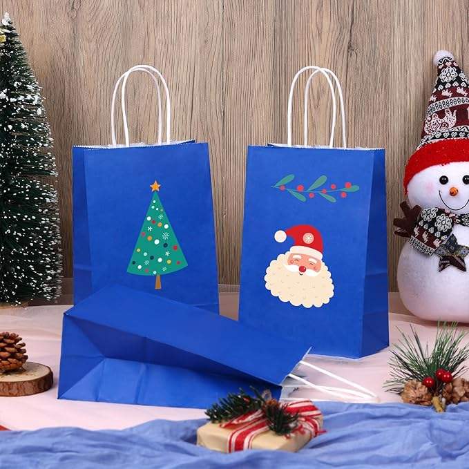 60 Paper Bags Blue Gift Bags Handle Bulk Shopping Birthdays Weddings Business Parties