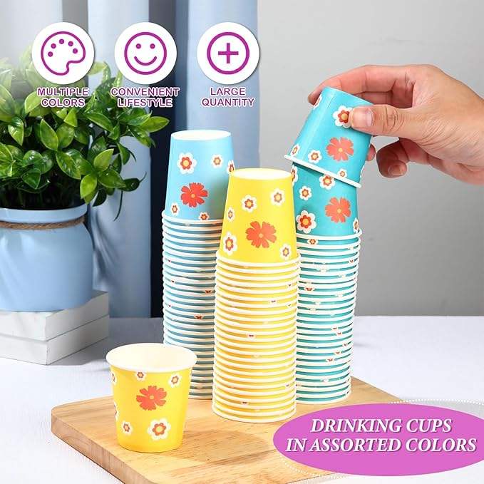 1000 4-ounce Mini Paper Cups Mouthwash Cups Disposable Coffee Cups Picnics, Parties, Barbecues, Travel Events, 10 Colors